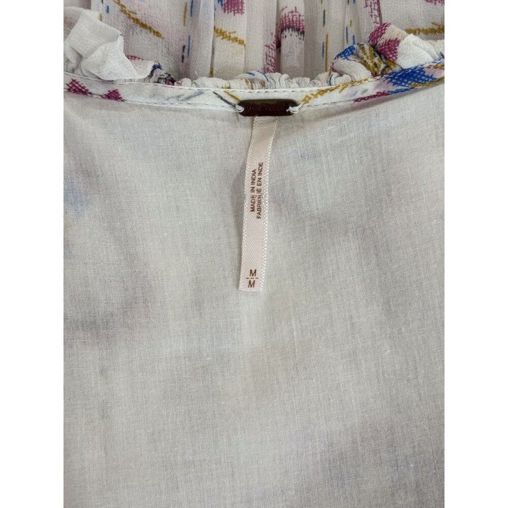 Free People Mini Dress Beige Wild Horses Dreamcatcher V Neck Smocked Medium - Picture 4 of 12